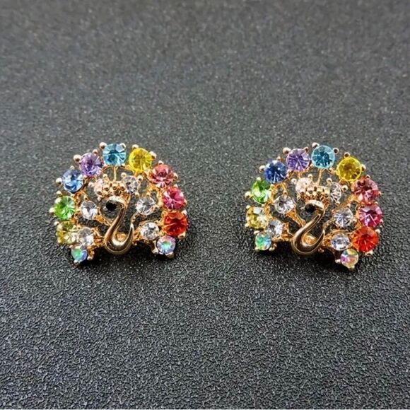 🦚 Betsey Johnson sparkling & colorful crystal peacock earrings 🦚 - Picture 4 of 5